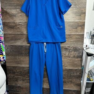 Figs Blue Short Sleeve Top